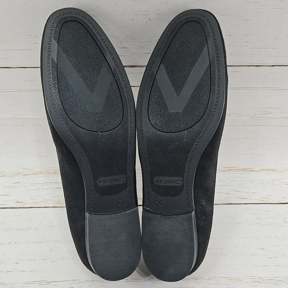Vionic Willa II Womens Size 9.5 Black Sparkle Leather Comfort Loafers Flat Shoes